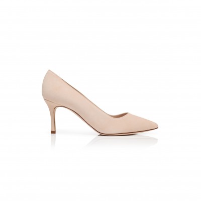 MANOLO BLAHNIK BB 70 LIGHT BEIGE SUEDE POINTED TOE PUMPS 120-1232-0004